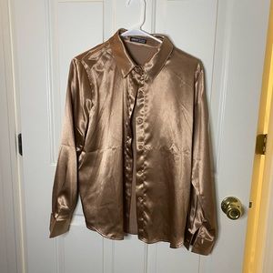 Silky Brown Button Down